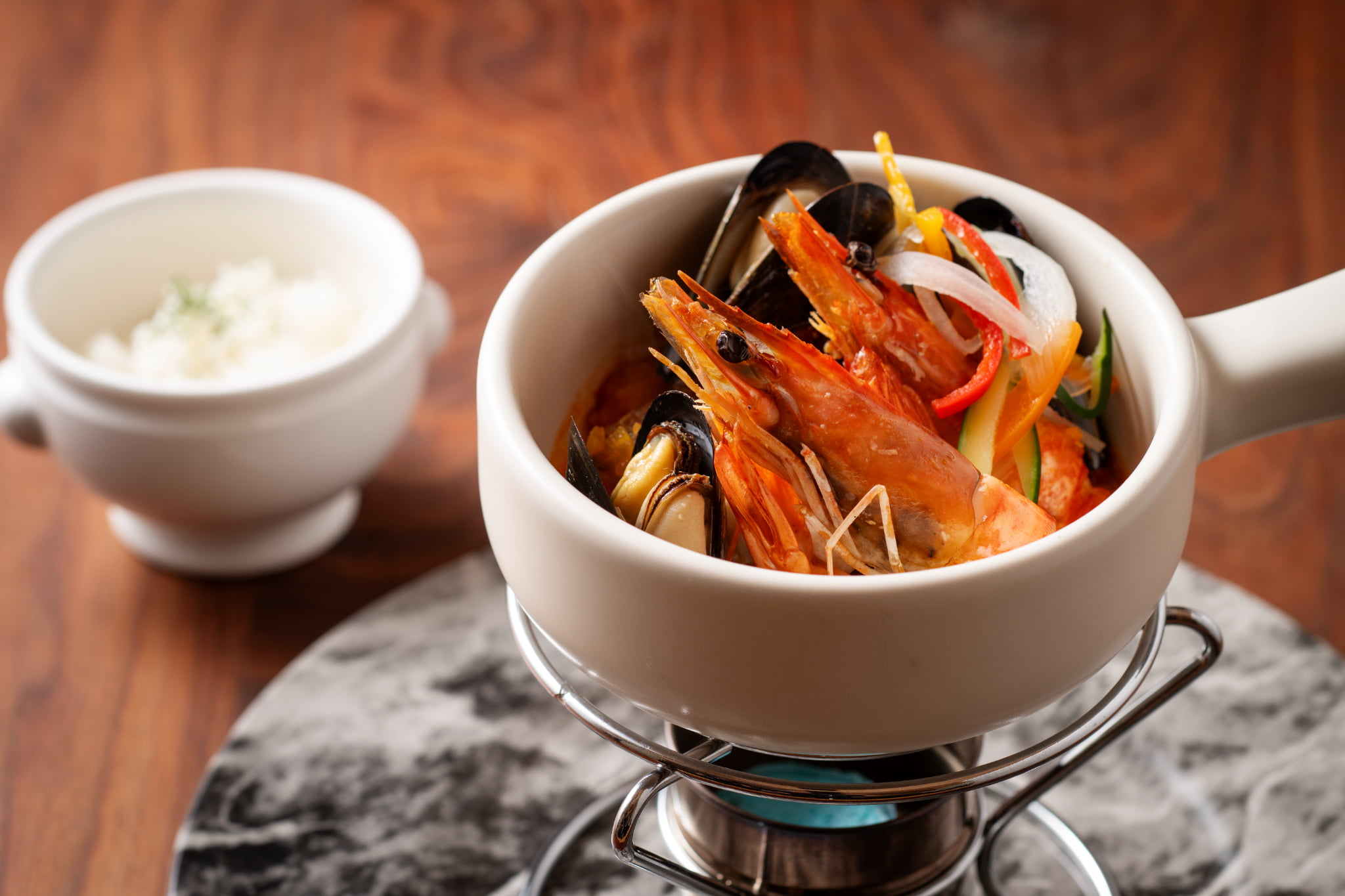 【魚介類のエチュベ】~黒麹スープ仕立て~